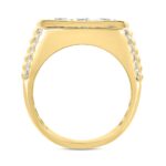 MEN'S RING 3CT ROUND/PRINCESS DIAMOND 14K YELLOW GOLD - Image 2