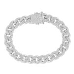 MENS BRACELET 2 7/8CT ROUND DIAMOND 14K WHITE GOLD