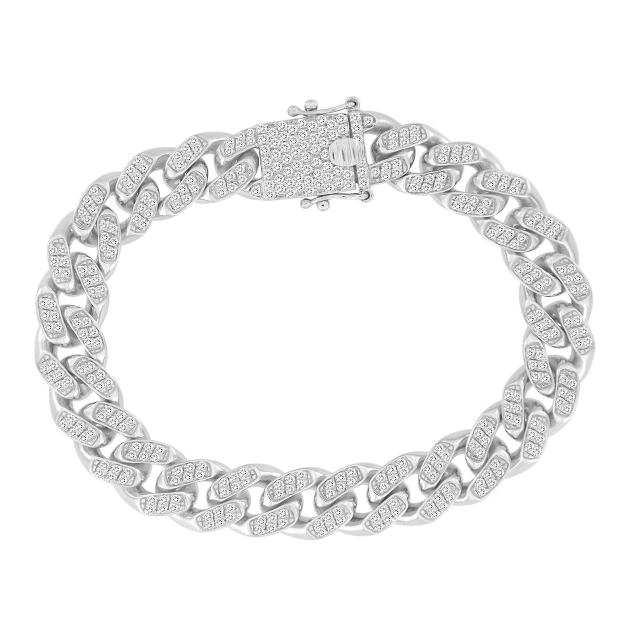 MENS BRACELET 2 7/8CT ROUND DIAMOND 14K WHITE GOLD - Image 1