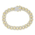MENS BRACELET 2 7/8CT ROUND DIAMOND 14K YELLOW GOLD