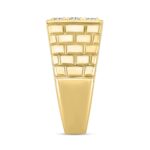 MENS RING 1 1/2CT ROUND DIAMOND 14K YELLOW GOLD - Image 3