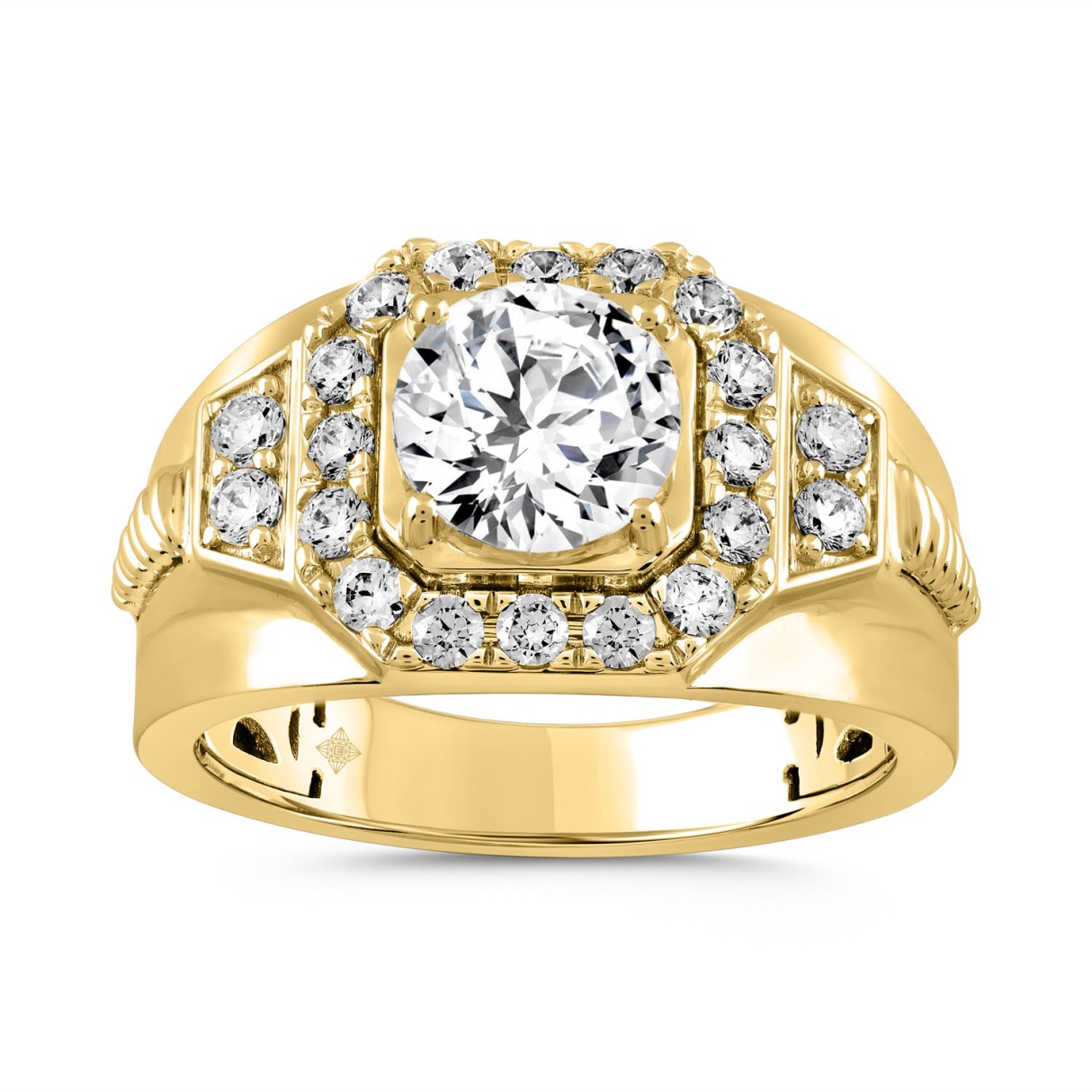 MENS RING 2 3/4CT ROUND DIAMOND 14K YELLOW GOLD (CENTER STONE ROUND DIAMOND 2.00CT) - Image 1