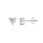 14K WHITE GOLD 1CT HEART DIAMOND LADIES SOLITAIRE EARRINGS - Image 2