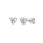 14K WHITE GOLD 1CT HEART DIAMOND LADIES SOLITAIRE EARRINGS - Image 3