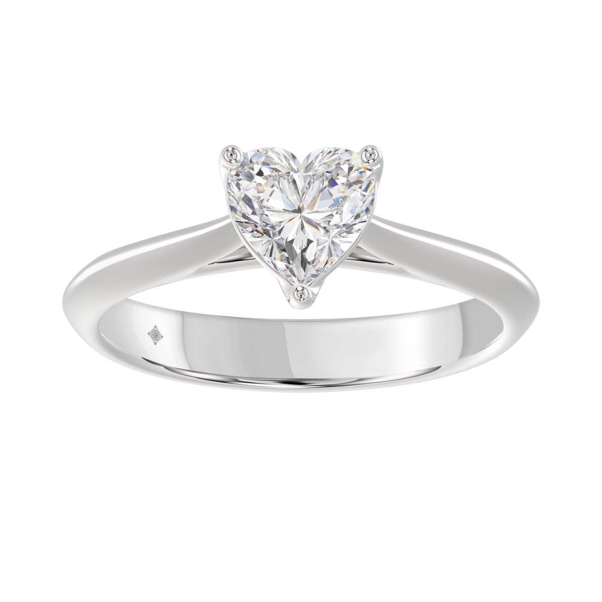 14K WHITE GOLD 1CT HEART DIAMOND LADIES SOLITAIRE RING - Image 1