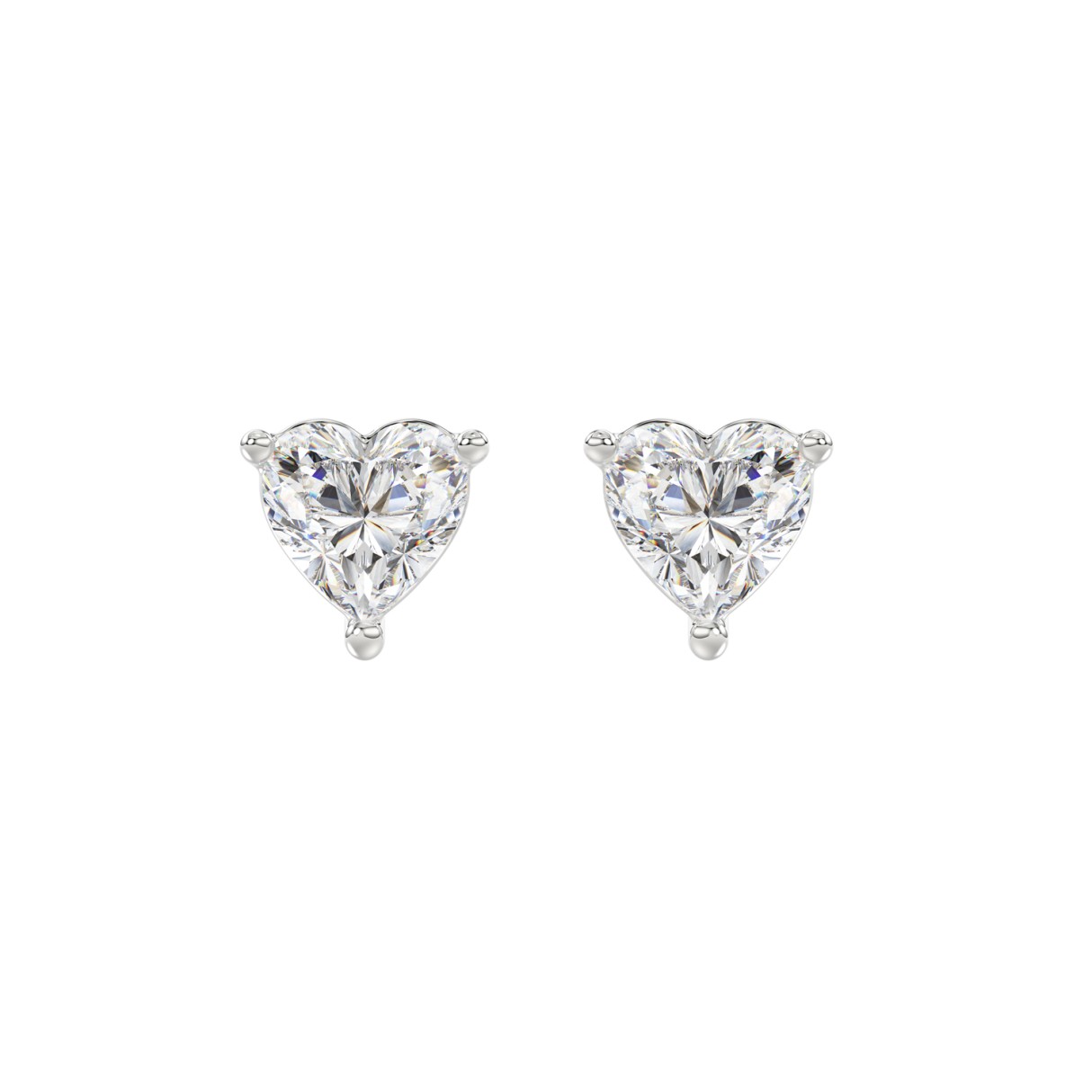 14K WHITE GOLD 2CT HEART DIAMOND LADIES SOLITAIRE EARRINGS - Image 1