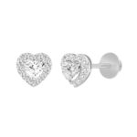 14K WHITE GOLD1 3/8CT ROUND / HEART DIAMOND LADIES EARRINGS (CENTER STONE HEART DIAMOND 1CT ) - Image 3