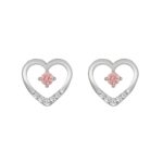 ETERNAL BLUSH COLLECTION LADIES EARRINGS 1/3CT ROUND DIAMOND 14K WHITE GOLD (CENTER STONE PINK ROUND DIAMOND 1/5CT)