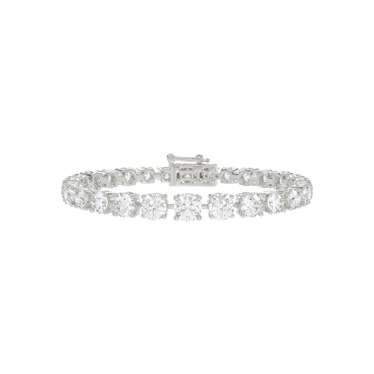 LADIES BRACELET 6 1/2CT ROUND DIAMOND 14K WHITE GOLD - Image 1