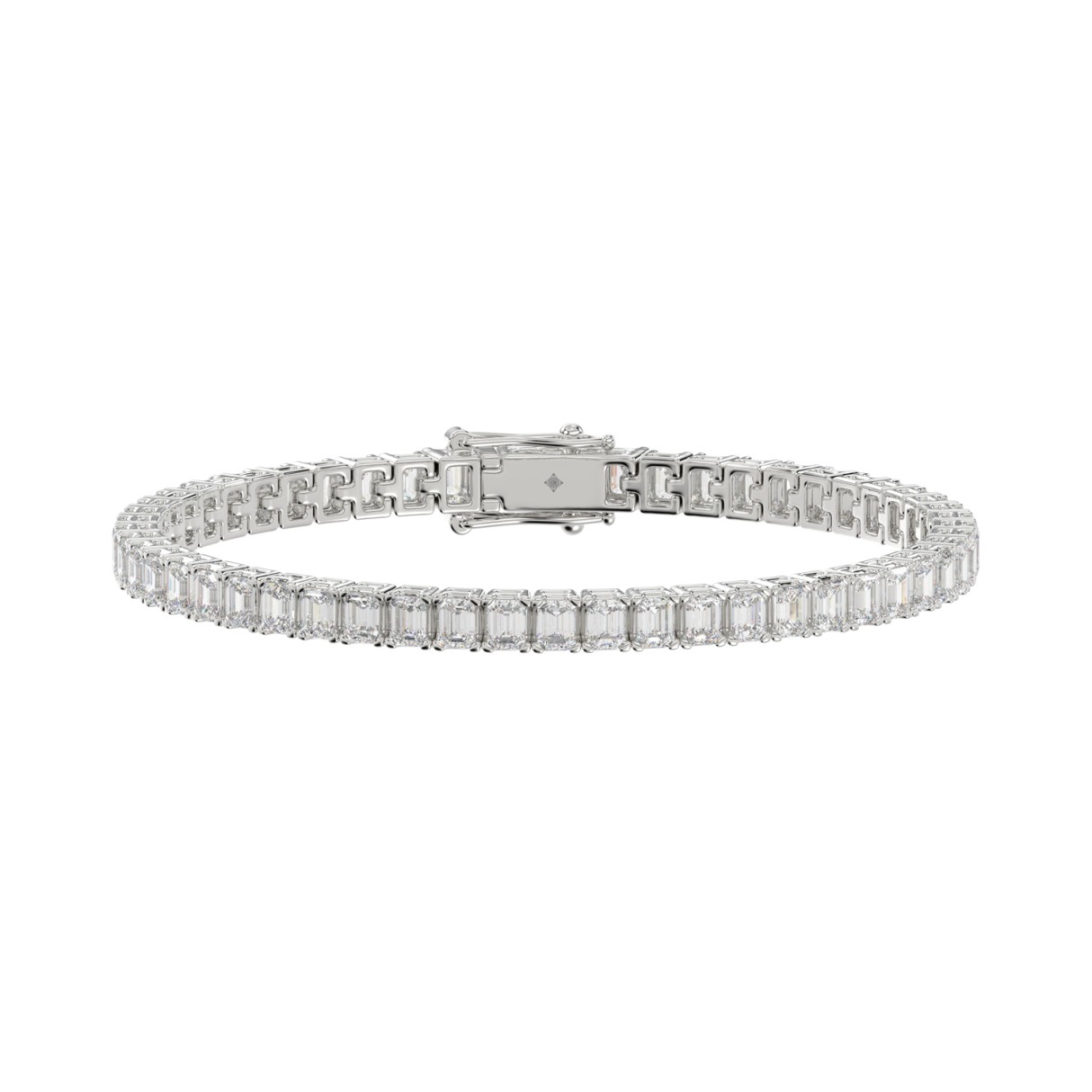 LADIES BRACELET 9CT EMERALD DIAMOND 14K WHITE GOLD - Image 1
