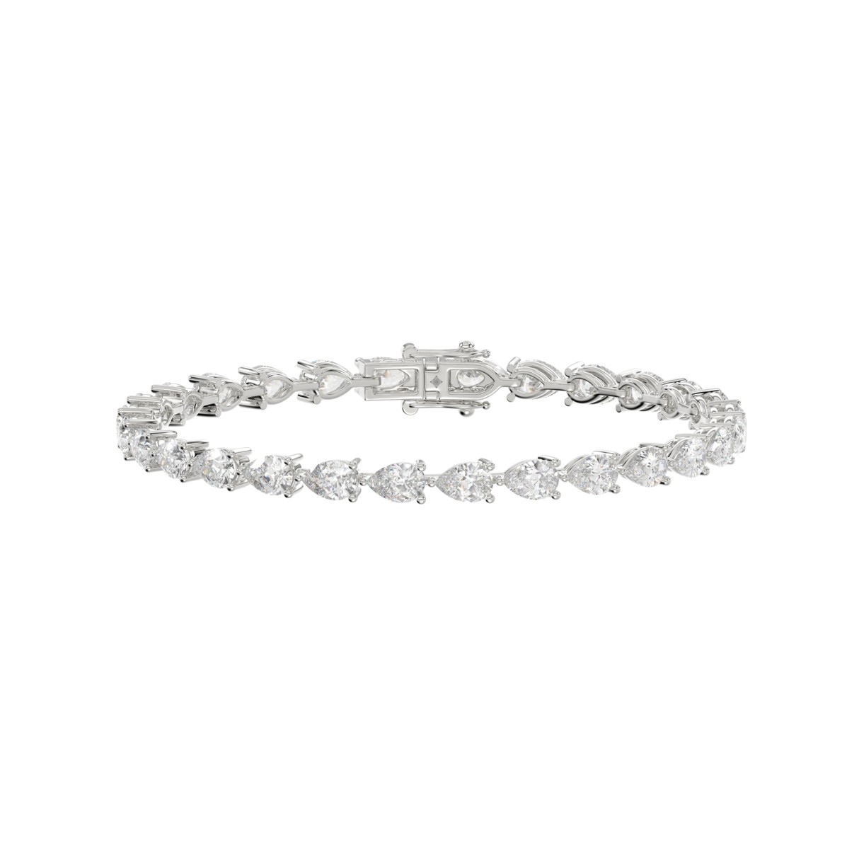 LADIES BRACELET 9CT PEAR DIAMOND 14K WHITE GOLD - Image 1