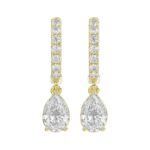 LADIES EARRINGS 1 1/4CT PEAR/ROUND DIAMOND 14K YELLOW GOLD (CENTER STONE PEAR DIAMOND 1CT)