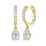 LADIES EARRINGS 1 1/4CT PEAR/ROUND DIAMOND 14K YELLOW GOLD (CENTER STONE PEAR DIAMOND 1CT) - Image 3