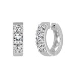 LADIES HOOP EARRINGS  1 1/2CT ROUND DIAMOND 14K WHITE GOLD - Image 3