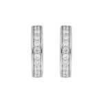 LADIES HOOP EARRINGS  5/8CT ROUND DIAMOND 14K WHITE GOLD