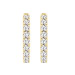 LADIES HOOP EARRINGS 11CT ROUND DIAMOND 14K YELLOW GOLD