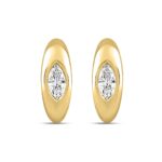 LADIES HOOP EARRINGS 2CT MARQUISE DIAMOND 14K YELLOW GOLD