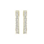 LADIES HOOP EARRINGS 2CT PRINCESS DIAMOND 14K YELLOW GOLD