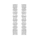 LADIES HOOP EARRINGS 5CT PRINCESS DIAMOND 14K WHITE GOLD