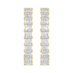 LADIES HOOP EARRINGS 5CT PRINCESS DIAMOND 14K YELLOW GOLD