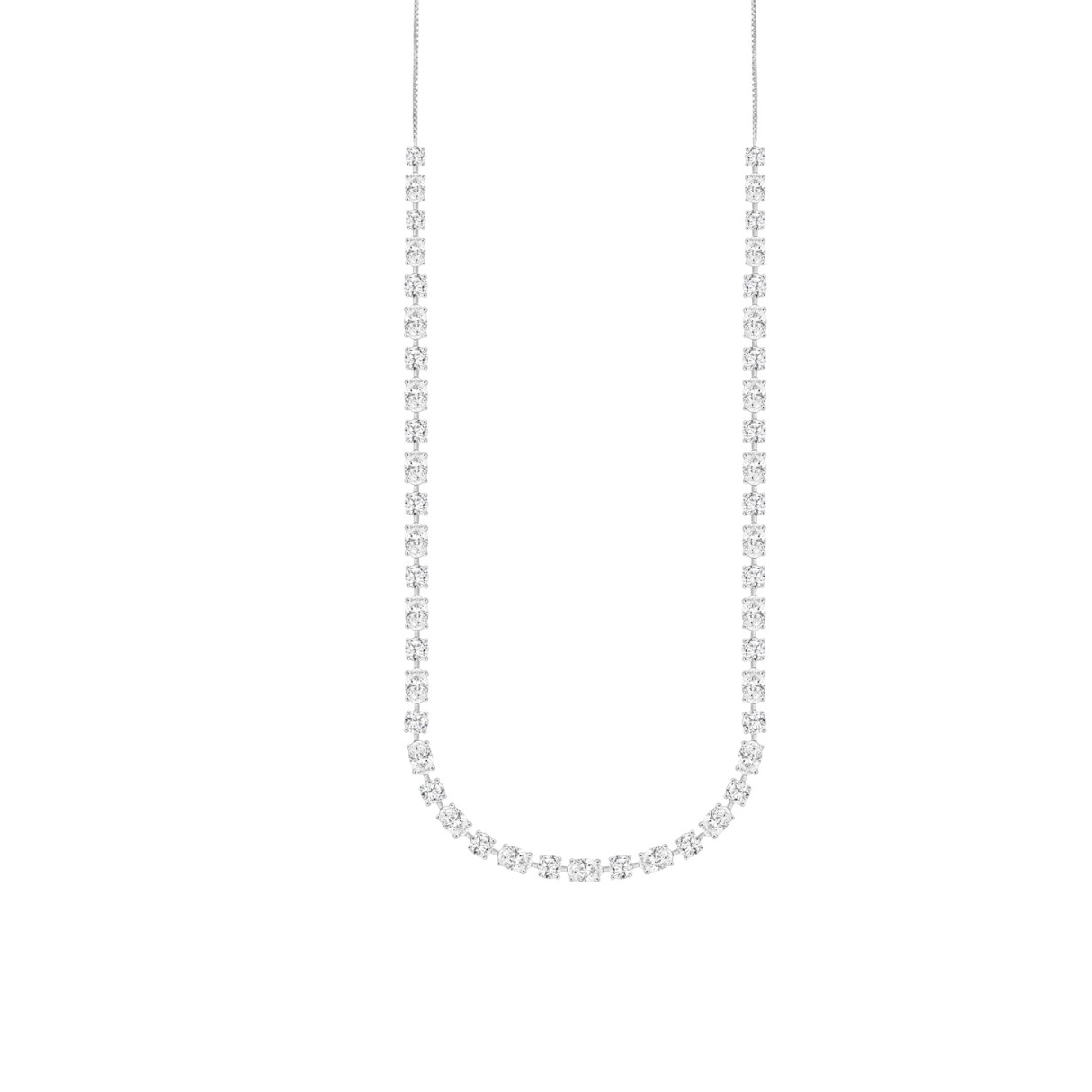 LADIES NECKLACE 20CT ROUND/OVAL DIAMOND 14K WHITE GOLD - Image 1