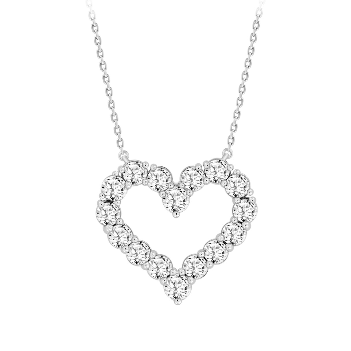 LADIES NECKLACE 3 1/3CT ROUND DIAMOND 14K WHITE GOLD - Image 1