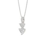 LADIES PENDANT 7/8CT ROUND/HEART DIAMOND 14K WHITE GOLD WITH CHAIN - Image 3
