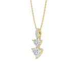 LADIES PENDANT 7/8CT ROUND/HEART DIAMOND 14K YELLOW GOLD WITH CHAIN - Image 3