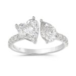 LADIES RING 1 3/4CT ROUND/HEART/PEAR DIAMOND 14K WHITE GOLD