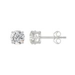 LADIES SOLITAIRE EARRINGS 2CT ROUND DIAMOND 14K WHITE GOLD - Image 2