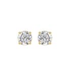 LADIES SOLITAIRE EARRINGS 2CT ROUND DIAMOND 14K YELLOW GOLD