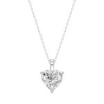 LADIES SOLITAIRE PENDANT WITH CHAIN 1CT HEART DIAMOND 14K WHITE GOLD