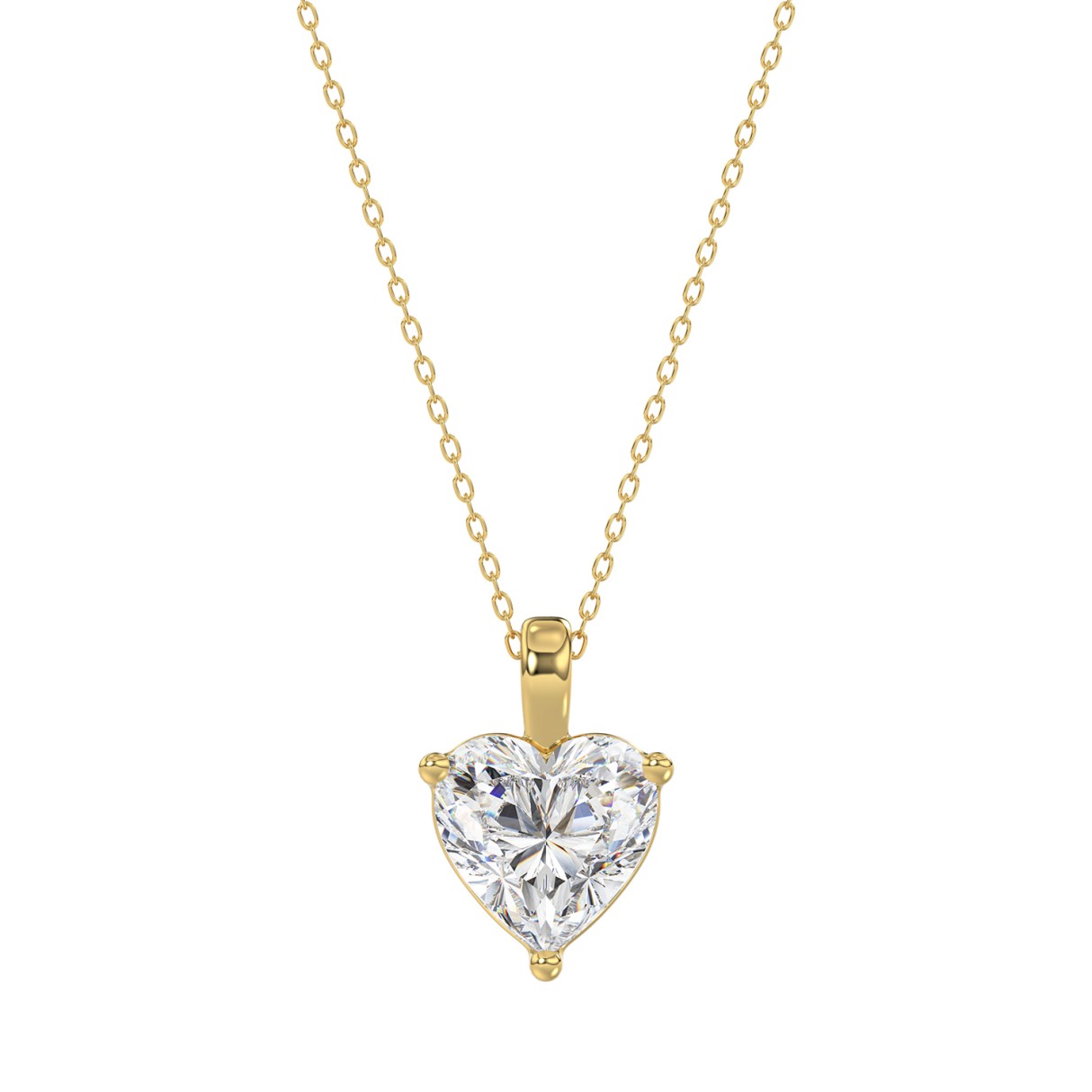 LADIES SOLITAIRE PENDANT WITH CHAIN 1CT HEART DIAMOND 14K YELLOW GOLD - Image 1