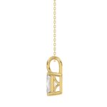 LADIES SOLITAIRE PENDANT WITH CHAIN 2CT EMERALD DIAMOND 14K YELLOW GOLD - Image 2