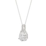 LADIES SOLITAIRE PENDANT WITH CHAIN 2CT PEAR DIAMOND 14K WHITE GOLD - Image 3