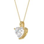 LADIES SOLITAIRE PENDANT WITH CHAIN 3CT HEART DIAMOND 14K YELLOW GOLD - Image 3