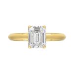 LADIES SOLITAIRE RING 2CT EMERALD DIAMOND 14K YELLOW GOLD - Image 5