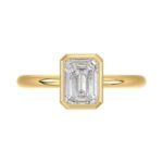 LADIES SOLITAIRE RING 2CT EMERALD DIAMOND 14K YELLOW GOLD (CENTER STONE EMERALD DIAMOND 2CT ) - Image 5