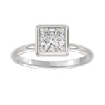 LADIES SOLITAIRE RING 2CT PRINCESS DIAMOND 14K WHITE GOLD (CENTER STONE PRINCESS DIAMOND 2CT )