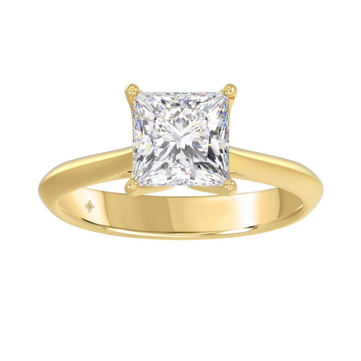 LADIES SOLITAIRE RING 2CT PRINCESS DIAMOND 14K YELLOW GOLD - Image 1