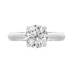 LADIES SOLITAIRE RING 2CT ROUND DIAMOND 14K WHITE GOLD - Image 5