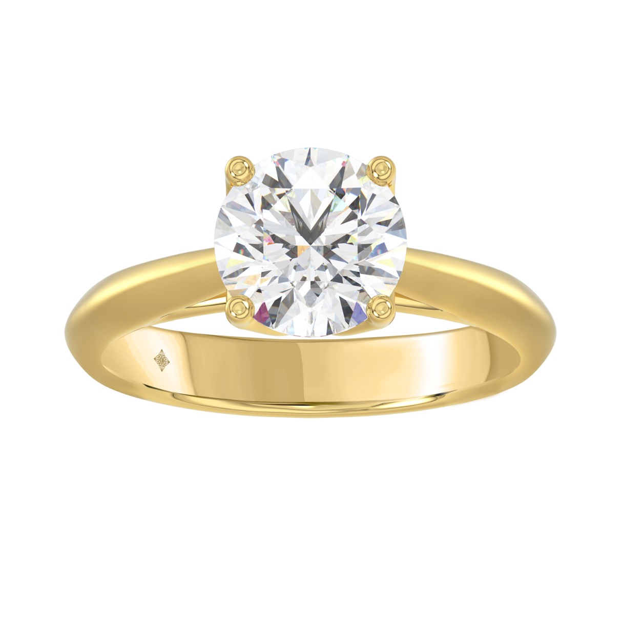 LADIES SOLITAIRE RING 2CT ROUND DIAMOND 14K YELLOW GOLD - Image 1