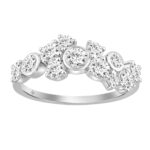 1.00CT Round Diamond Bezel Cluster Fashion Ring for Women in 14K White  Gold (Color F-G -Clarity VS1/VS2)