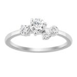 10K White Gold 1/2CT Round Diamond Bezel Cluster Ring for Women (Color F-G -Clarity VS1/VS2)