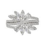 10K WHITE GOLD 2 1/4CT ROUND/MARQUISE DIAMOND LADIES RING - Image 5