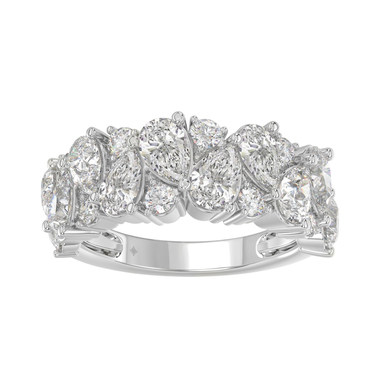 10K WHITE GOLD 3.00CT ROUND/PEAR DIAMOND LADIES RING - Image 1
