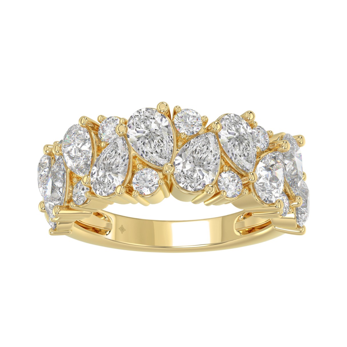 10K YELLOW GOLD 3.00CT ROUND/PEAR DIAMOND LADIES RING - Image 1