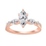 14K ROSE GOLD 1 1/2CT ROUND/MARQUISE DIAMOND LADIES RING (CENTER STONE MARQUISE DIAMOND 1CT)