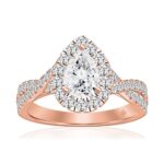 14K ROSE GOLD 1 3/4CT ROUND/PEAR DIAMOND LADIES RING (CENTER STONE PEAR DIAMOND 1.00CT)