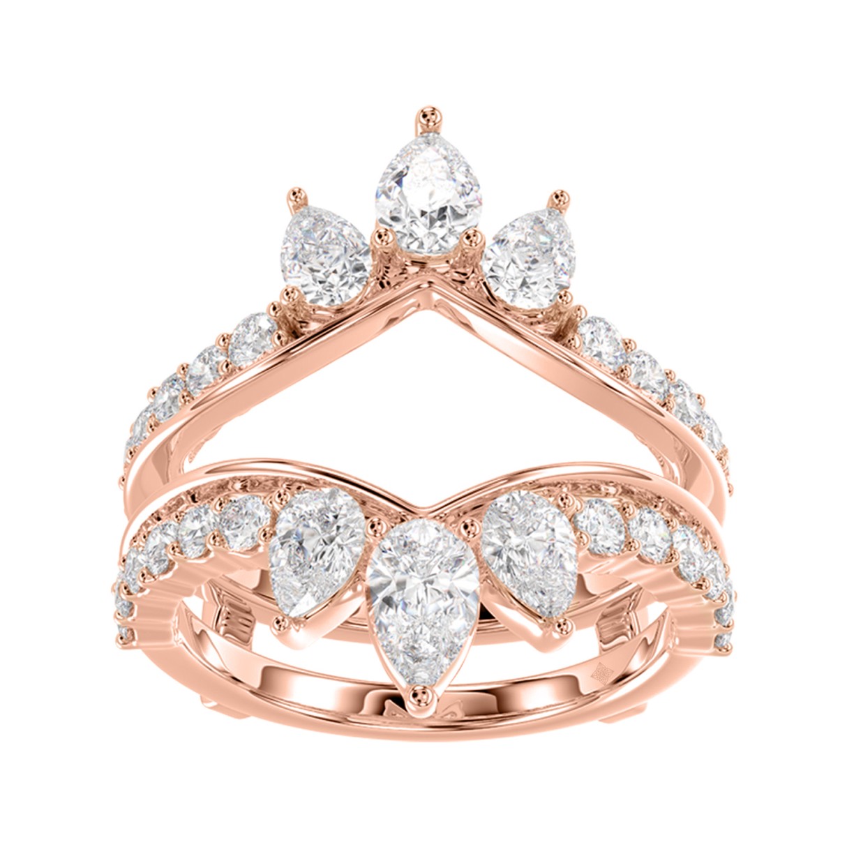 14K ROSE GOLD 1 3/4CT ROUND/PEAR DIAMOND LADIES WRAP RING - Image 1